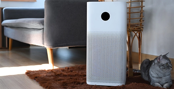 Portable home air cleaner improving indoor air quality in a living room
